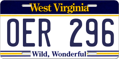 WV license plate OER296