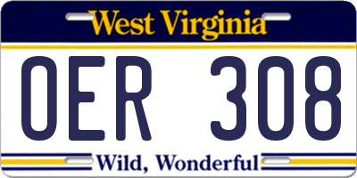 WV license plate OER308