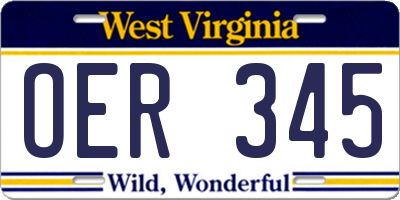 WV license plate OER345