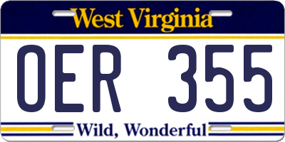 WV license plate OER355