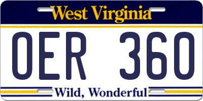WV license plate OER360