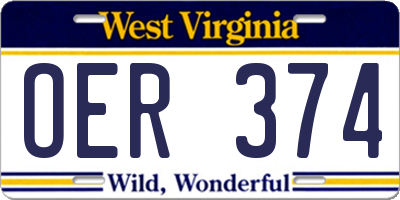 WV license plate OER374