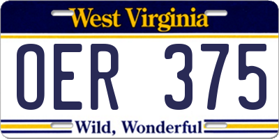 WV license plate OER375