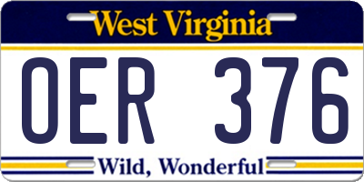 WV license plate OER376