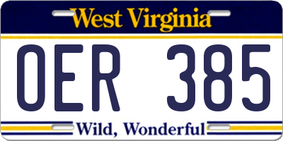WV license plate OER385