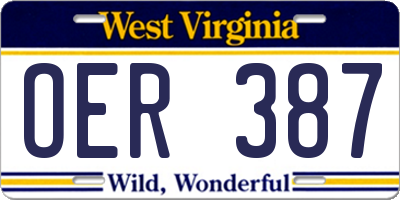 WV license plate OER387