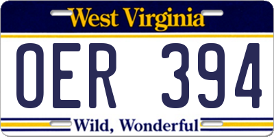 WV license plate OER394