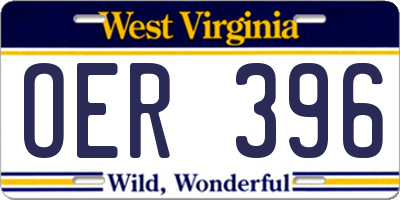 WV license plate OER396