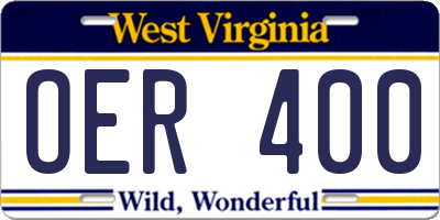 WV license plate OER400