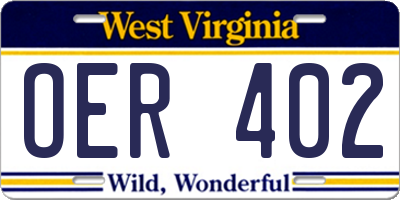 WV license plate OER402