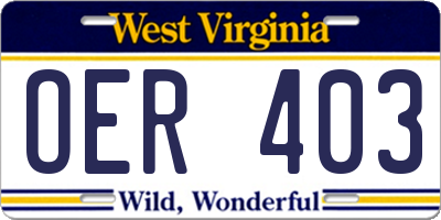 WV license plate OER403