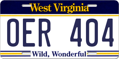 WV license plate OER404