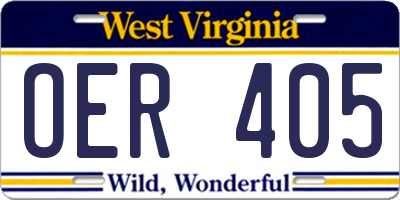 WV license plate OER405