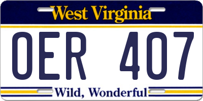 WV license plate OER407