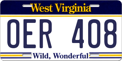 WV license plate OER408