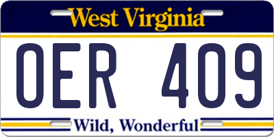 WV license plate OER409