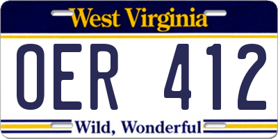 WV license plate OER412