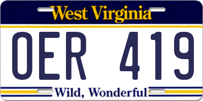 WV license plate OER419