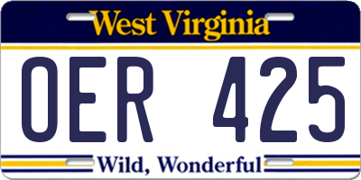 WV license plate OER425
