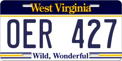 WV license plate OER427