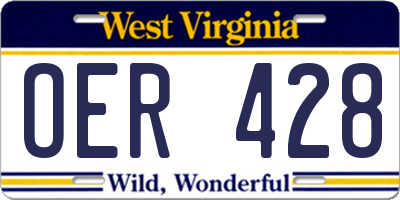 WV license plate OER428