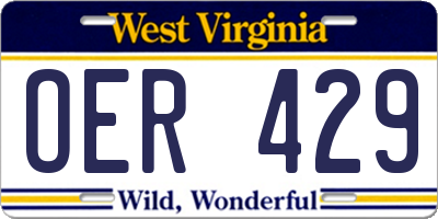 WV license plate OER429