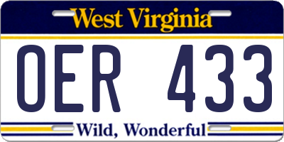 WV license plate OER433