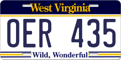WV license plate OER435