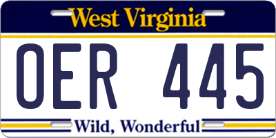 WV license plate OER445
