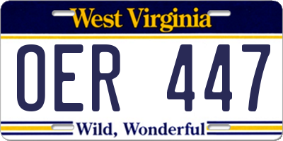 WV license plate OER447