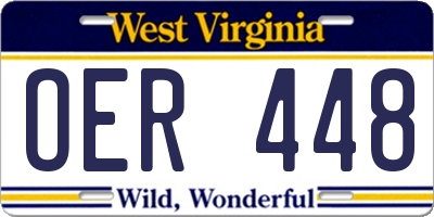 WV license plate OER448