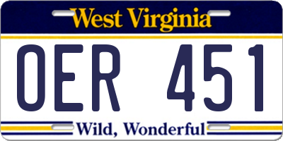 WV license plate OER451