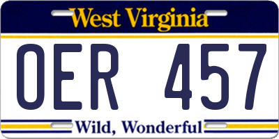 WV license plate OER457