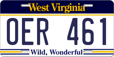 WV license plate OER461