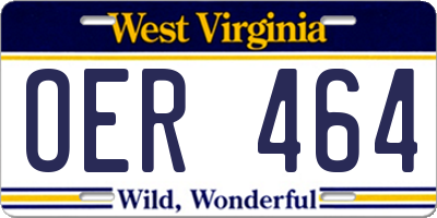 WV license plate OER464