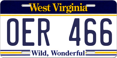 WV license plate OER466