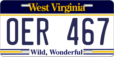 WV license plate OER467
