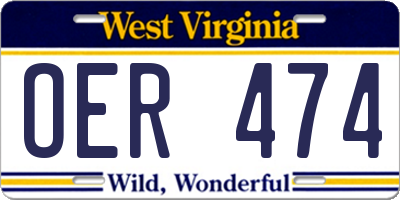 WV license plate OER474
