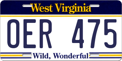 WV license plate OER475