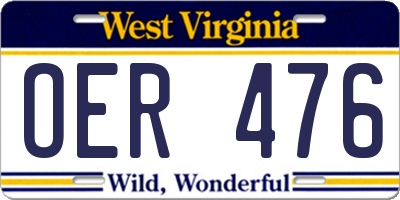 WV license plate OER476