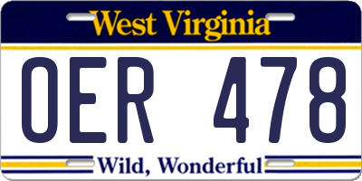 WV license plate OER478