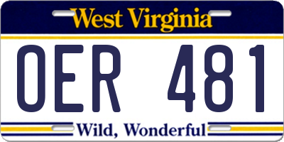 WV license plate OER481