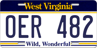 WV license plate OER482