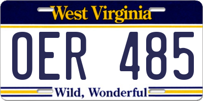 WV license plate OER485