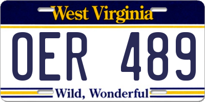 WV license plate OER489