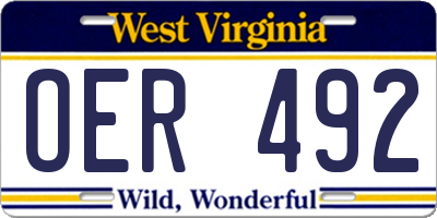 WV license plate OER492