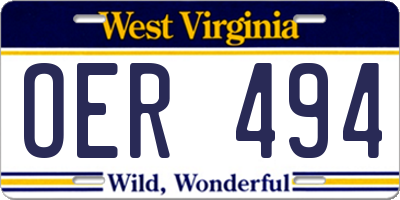 WV license plate OER494