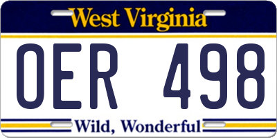 WV license plate OER498
