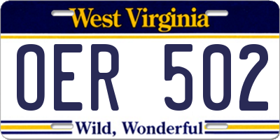 WV license plate OER502