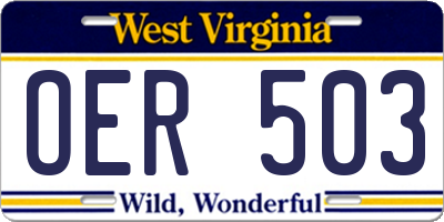 WV license plate OER503